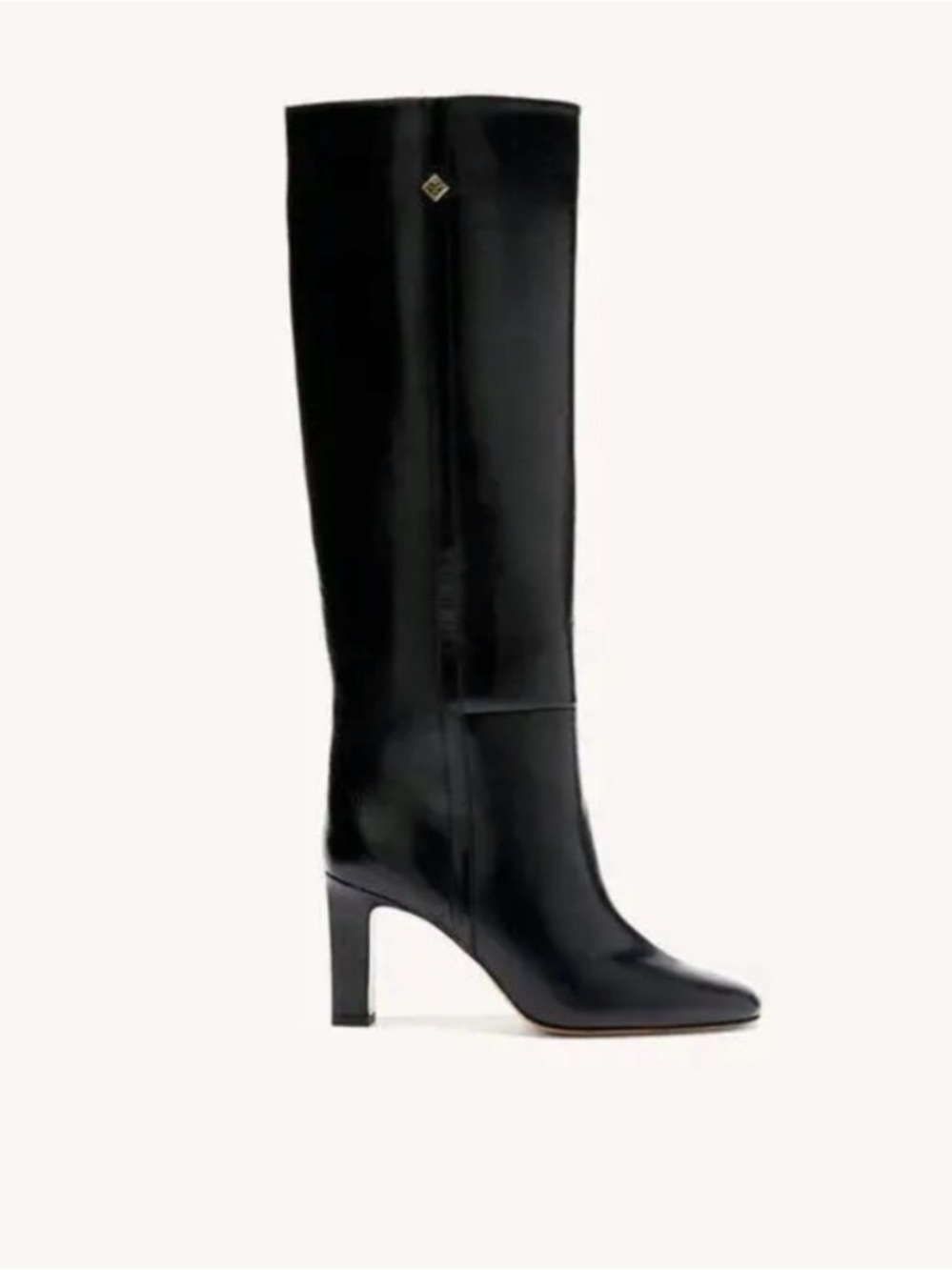 Sandro Black Leather Knee-High Heel Boots